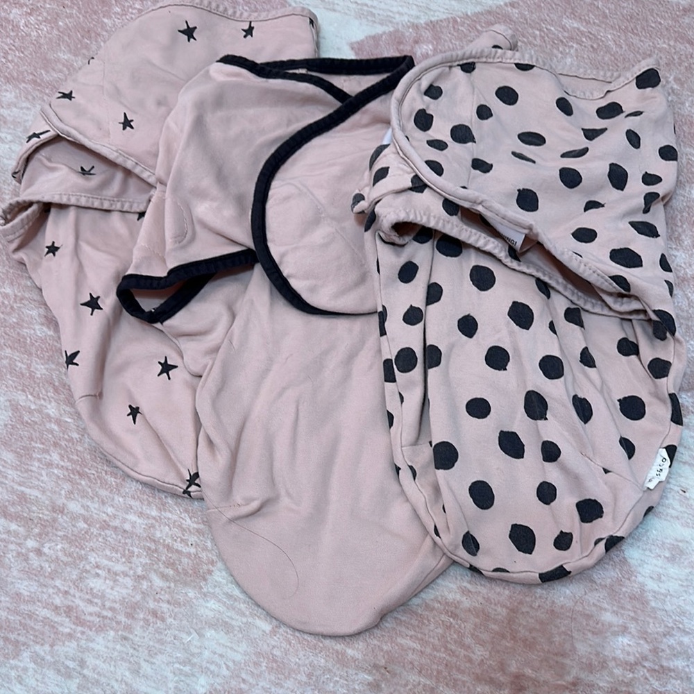 Pink Baby Swaddle Set with Black Patterns